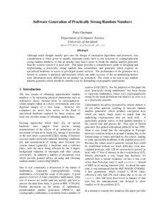 Software Generation of Practically Strong Random Numbers Peter Gutmann Department of Computer Science