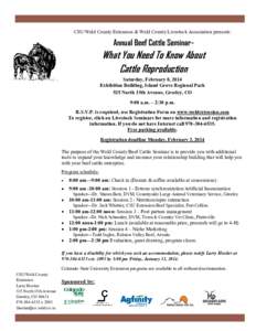 CSU/Weld County Extension & Weld County Livestock Association presents:  Annual Beef Cattle Seminar- What You Need To Know About Cattle Reproduction