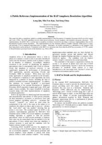 A Public Reference Implementation of the RAP Anaphora Resolution Algorithm Long Qiu, Min-Yen Kan, Tat-Seng Chua School of Computing National University of Singapore 3 Science Drive 2 Singapore