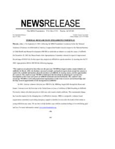 NEWSRELEASE The MISS Foundation P.O. Box 5333 Peoria, AZ[removed]For Immediate Release July 19, 2002  Contact: Joanne Cacciatore