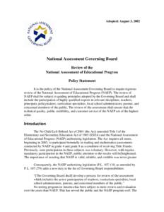 Review of the National Assessment of Educational Progress
