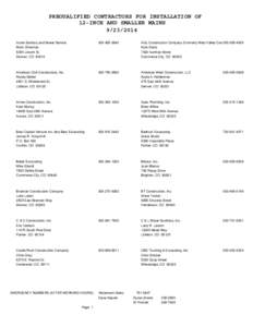 Prequalified contractors for installation of 12-inch and smaller mains