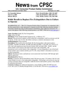 News from CPSC U.S. Consumer Product Safety Commission Office of Information and Public Affairs For Immediate Release March 12, 2009