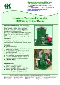 Kimseed International Pty. Ltd. ACNABN/5 Collingwood St Osborne Park WA 6017 Australia Tel:+Fax: +