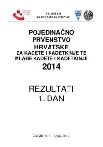 AK AGRAM AK DINAMO ZRINJEVAC POJEDINAČNO PRVENSTVO HRVATSKE