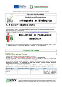 DIREZIONE GENERALE AGRICOLTURA, ECONOMIA ITTICA, ATTIVITÀ FAUNISTICO-VENATORIE  PROVINCIA DI RAVENNA Bollettino di Produzione