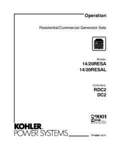 Operation Residential/Commercial Generator Sets Models:  14/20RESA