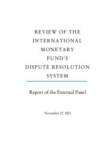 Review of the International Monetary Fund's Staff Dispute Resolution System