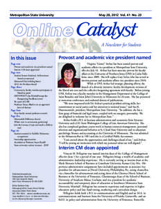 Metropolitan State University  May 28, 2012 Vol. 41 No. 23 Online A Newsletter for Students