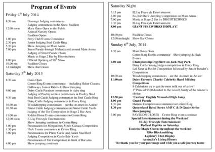 Program of Events Friday 4th Julyamnoonpm