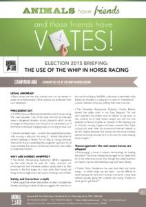 ELECTION 2015 BRIEFING:  THE USE OF THE WHIP IN HORSE RACING CAMPAIGN AIM