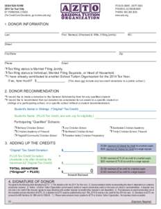 DONATION FORM 2014 Tax Year Only BY PERSONAL CHECK (For Credit Card Donations, go to www.azto.org)  PO BOX 29661, DEPT 2003