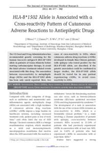 Mood stabilizers / Chemistry / Genes / HLA-B / Carbamazepine / Phenytoin / Stevens–Johnson syndrome / Lamotrigine / Human leukocyte antigen / Medicine / Anticonvulsants / Biology