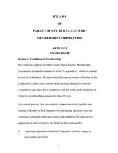 BYLAWS OF PARKE COUNTY RURAL ELECTRIC MEMBERSHIP CORPORATION ARTICLE I MEMBERSHIP