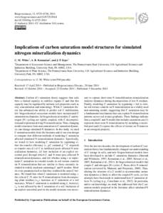 Biogeosciences, 11, 6725–6738, 2014 www.biogeosciences.netdoi:bg © Author(sCC Attribution 3.0 License.  Implications of carbon saturation model structures for simulated