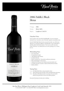 WINES[removed]Fiddle’s Block Shiraz Vintage