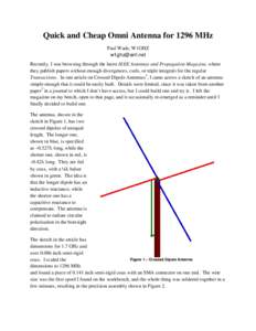 Quick and Cheap Omni Antenna for 1296 MHz Paul Wade, W1GHZ  Recently, I was browsing through the latest IEEE Antennas and Propagation Magazine, where they publish papers without enough divergences, curls, o