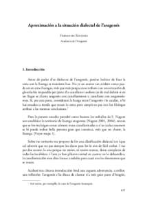 Aproximación a la situación dialectal de l’aragonés Fernando Sánchez Academia de l’Aragonés