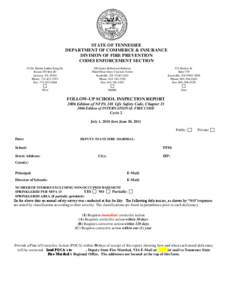 STATE OF TENNESSEE DEPARTMENT OF COMMERCE & INSURANCE DIVISION OF FIRE PREVENTION CODES ENFORCEMENT SECTION 25 Dr. Martin Luther King Dr. Room 350 Box 40