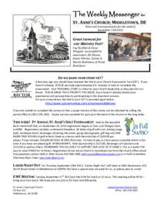 The Weekly Messenger for ST. ANNE’S CHURCH; MIDDLETOWN, DE News and Announcements for the week of September 15th[removed]Great turnout for