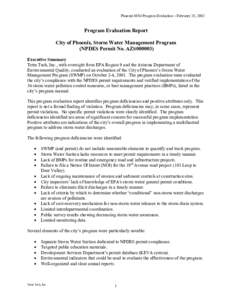 City of Phoenix,Storm Water Management Program (NPDES Permit No.AZ000003)