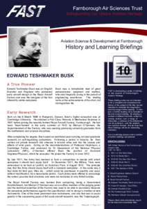 Edward Teshmaker Busk / Tractor aircraft / Farnborough /  Hampshire / Royal Aircraft Factory B.E.2 / Royal Aircraft Establishment / Samuel Franklin Cody / Busk / Tailplane / Geoffrey de Havilland / Aviation / Aircraft / Aerospace engineering