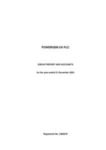 POWERGEN UK PLC  GROUP REPORT AND ACCOUNTS for the year ended 31 December 2002