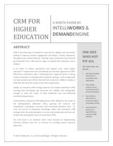 CRM$FOR$ HIGHER$ EDUCATION$ A$WHITE$PAPER$BY$$