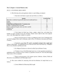 Part 3, Chapter 1. General Fisheries rules. RULE 1.4 STATEWIDE CREEL LIMITS. A. The following rules and regulations relative to sport fishing are adopted: 1. Statewide creel limits on game and sport fish are as follows: 