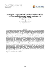 Education / Knowledge sharing / Euthenics / English-language education / Critical pedagogy / Educational psychology / Education policy / Disability / Inclusion / English as a second or foreign language / Teacher / English for specific purposes