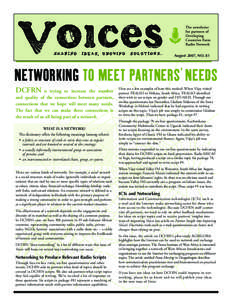 August 2007, NO. 81  NETWORKING TO MEET PARTNERS’ NEEDS DCFRN  is trying to increase the number