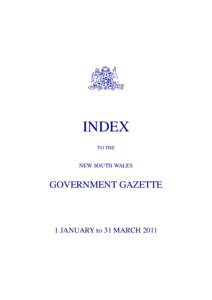 INDEX TO THE NEW SOUTH WALES  GOVERNMENT GAZETTE