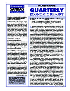 INLAND EMPIRE  QUARTERLY ECONOMIC REPORT  SANBAG evaluates projects