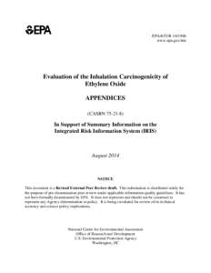 Evaluation of the Inhalation Carcinogenicity of Ethylene Oxide - APPENDICES