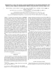 DEPOSITIONAL FACIES AND AQUEOUS-SOLID GEOCHEMISTRY OF TRAVERTINE-DEPOSITING HOT SPRINGS (ANGEL TERRACE, MAMMOTH HOT SPRINGS, YELLOWSTONE NATIONAL PARK, U.S.A.) BRUCE W. JACK D.