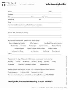 Telfair Museums Volunteer application 2013