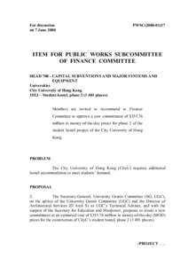 For discussion on 7 June 2000 PWSC[removed]ITEM FOR PUBLIC WORKS SUBCOMMITTEE