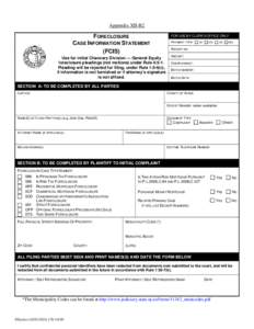 Foreclosure Case Information Statement (FCIS)