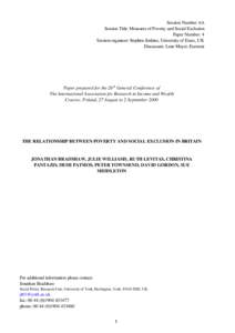 Socioeconomics / Political philosophy / Social exclusion / Social philosophy / Urban decay / Economics / Poverty in the United Kingdom / Sociology / Poverty / Development