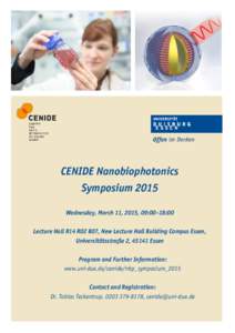 Draft Proposal RTG: NANOBIOPHOTONICS[removed]CENIDE Nanobiophotonics Symposium 2015