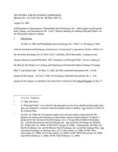 Order Approving Proposed Rule Change, and Amendments No. 1 and 2 Thereto, Relating to Sending Principal Orders Via the Intermarket Options Linkage; Rel. No[removed], File No. SR-Phlx[removed]