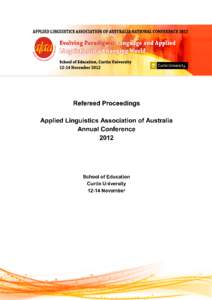 ii  Evolving Paradigms: Language and Applied Linguistics in a Changing World Chris Conlan Conference Convenor Curtin University