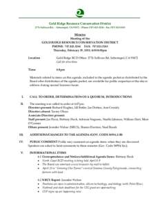 Gold Ridge Resource Conservation District 2776 Sullivan Rd. – Sebastopol, CA 95472 – Phone – FaxMinutes Meeting of the GOLD RIDGE RESOURCE CONSERVATION DISTRICT