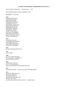 AWARDS AND HONORARY MEMBERSHIPS GIVEN BY ILA Miss Lydia Barrett, Mason City ‐ Special Citation ‐ 1958 Honorary Memberships Committee established in 1964 RECIPIENTS (*deceased[removed]Esther Bussing, Ottumwa