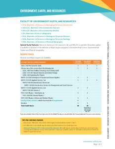 ENVIRONMENT, EARTH, AND RESOURCES FACULTY OF ENVIRONMENT, EARTH, AND RESOURCES: Special Study Features: Hands-on learning in the classroom, lab, and field. A Co-operative Education option is available to students in the 