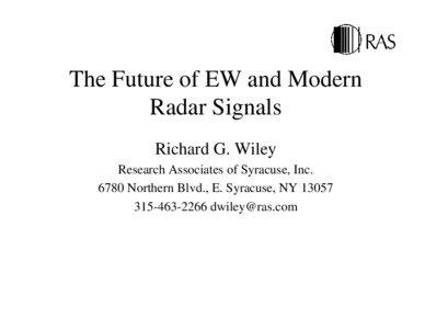 Wireless / Low probability of intercept radar / Spread spectrum / Continuous-wave radar / Passive radar / Radar / Technology / Telecommunications engineering