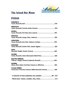 ! ! The Island Bar Menu PIZZAS MARGHERITA