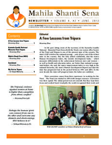 Mahila Shanti Sena WOMEN’S PEACE BRIGADE INTERNATIONAL • FOUNDED: FEBRUARY 2002 NEWSLETTER  