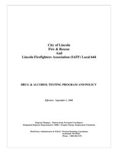 City of Lincoln Fire & Rescue Drug & Alcohol Testing Program and Policy
