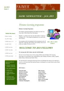 Jan 2013 Issue 3 SAFRI NEWSLETTER - JAN[removed]Distance learning programme